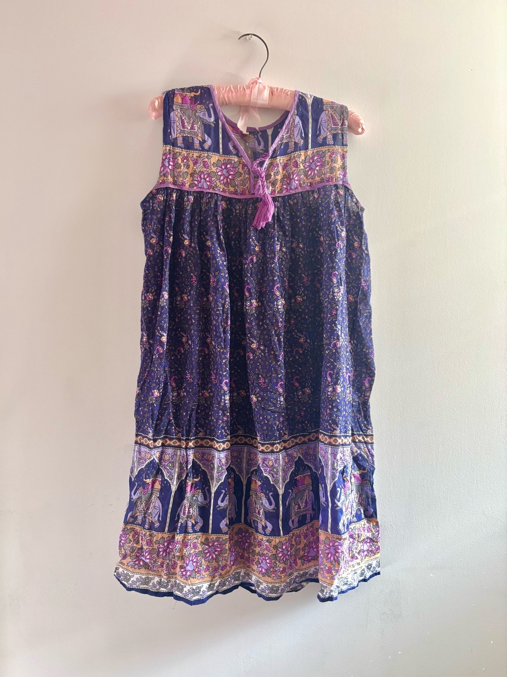 Girls' Navy Purple Floral Boho Dress